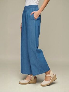 Wide Leg Denim Pants Easy Slide on pants